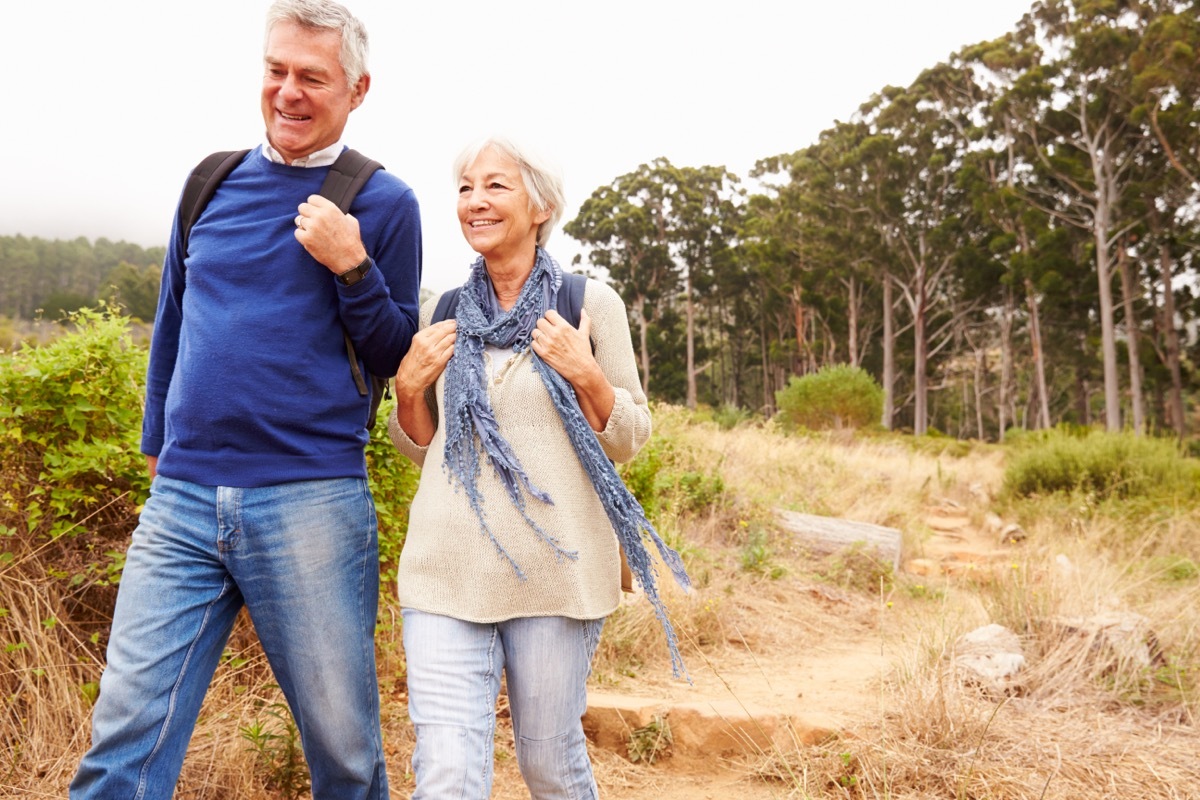 Senior couple going for a walk