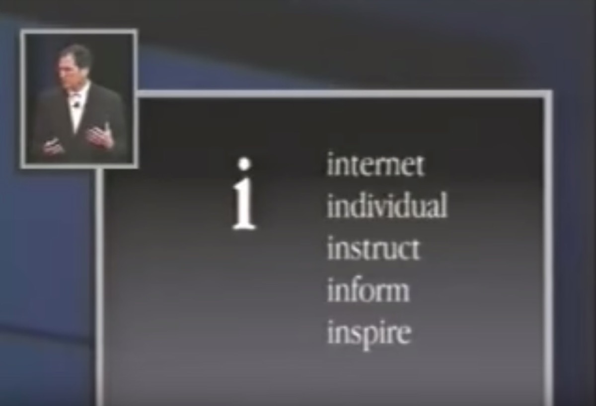 steve jobs iMac keynote address, what the i in iPhone stands for