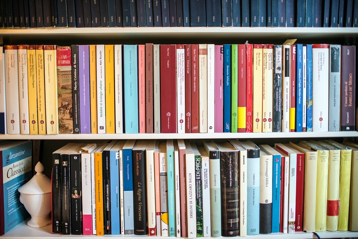 Close-up of bookshelves