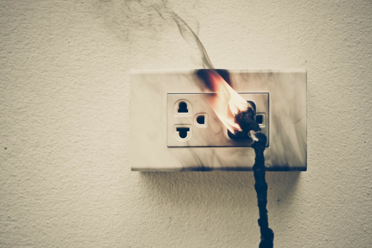 wall outlet on fire