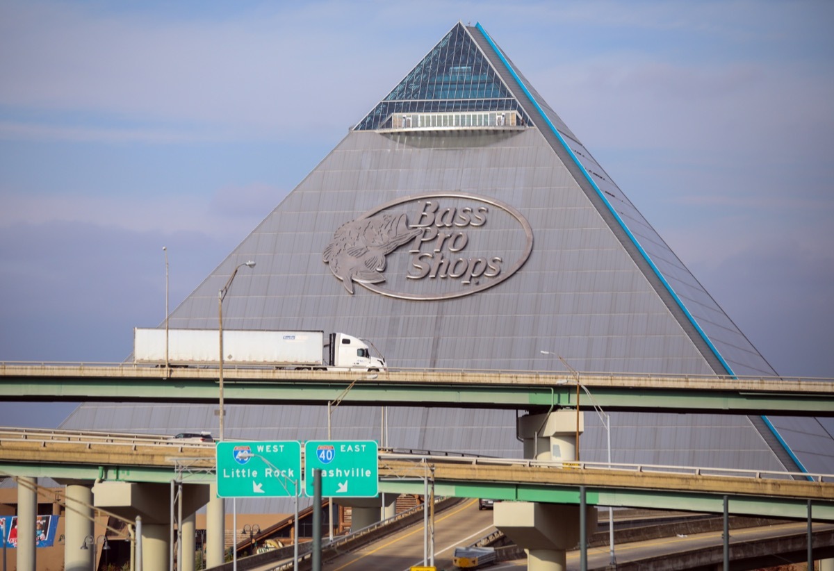 The Memphis Pyramid, the tenth-tallest pyramid in the world, is now a Bass Pro Shops 