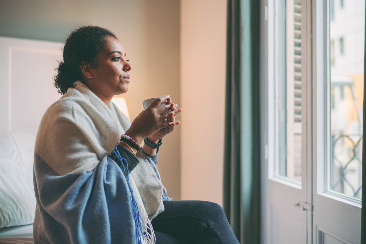 woman staying at home