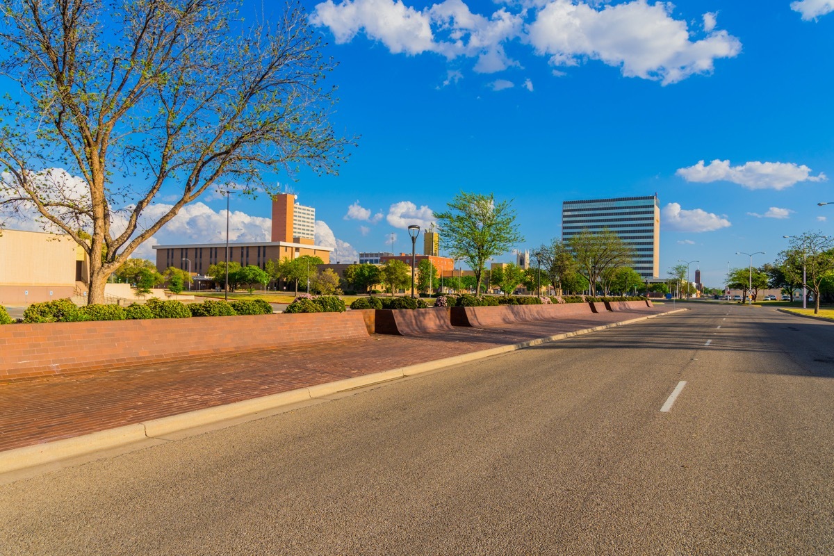 road in and city skyline of Lubbock, Texas