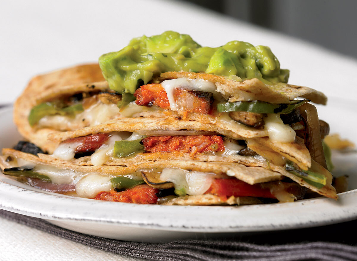 Healthy crispy quesadillas with guacamole