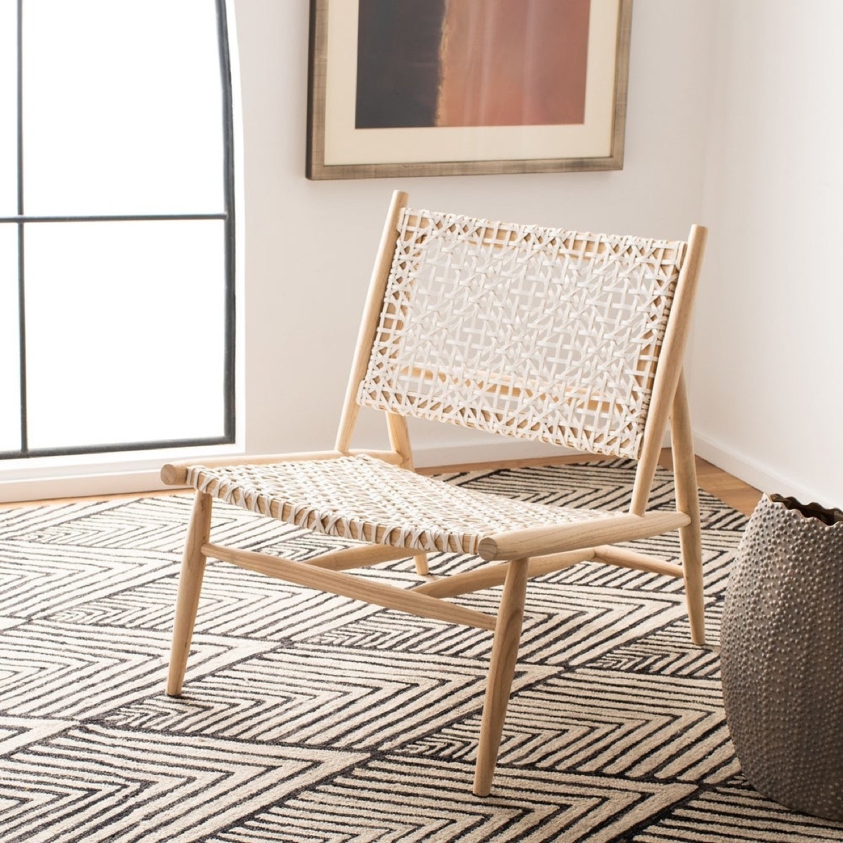 Leather weave chair in modern room