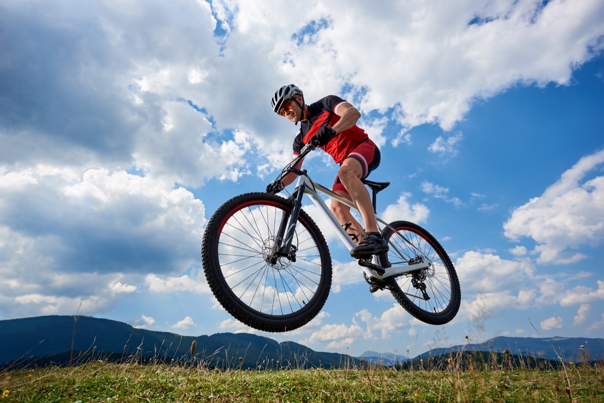 man on bike in the air