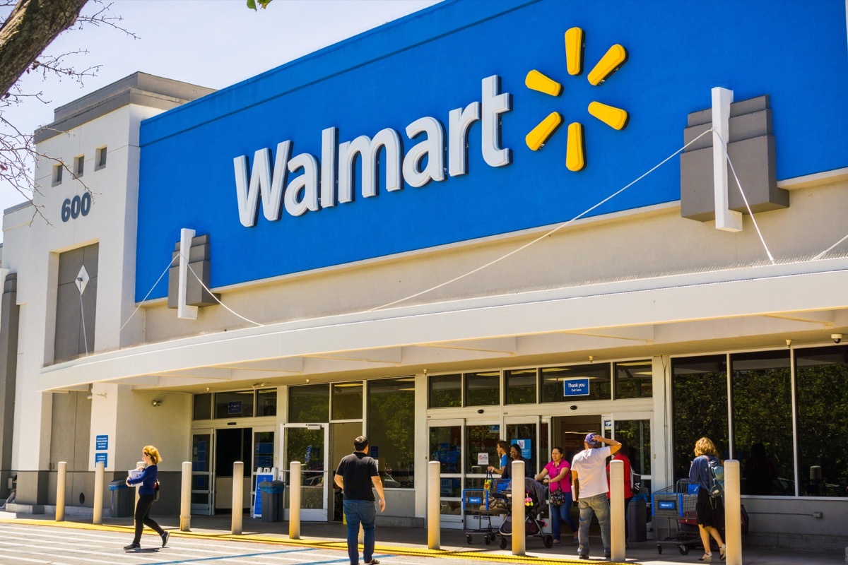 people waiting outside walmart